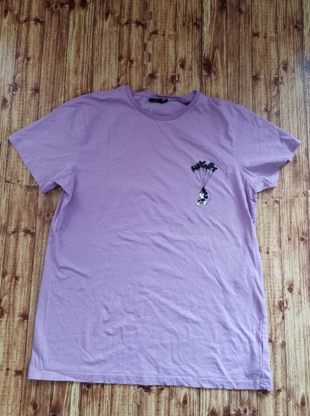 Disney Primark Men's Large Lavender Short Sleeve Shirt Mickey Mouse Balloons